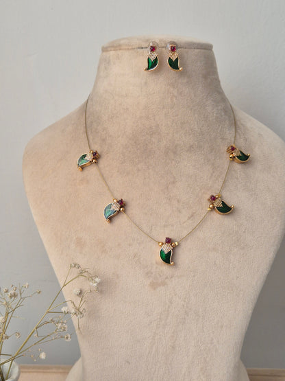 Bhomira Invisible Chain Necklace Set