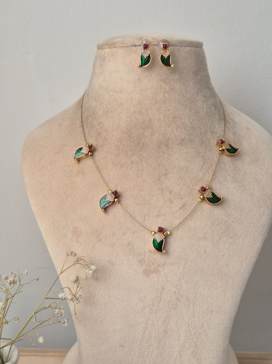 Bhomira Invisible Chain Necklace Set