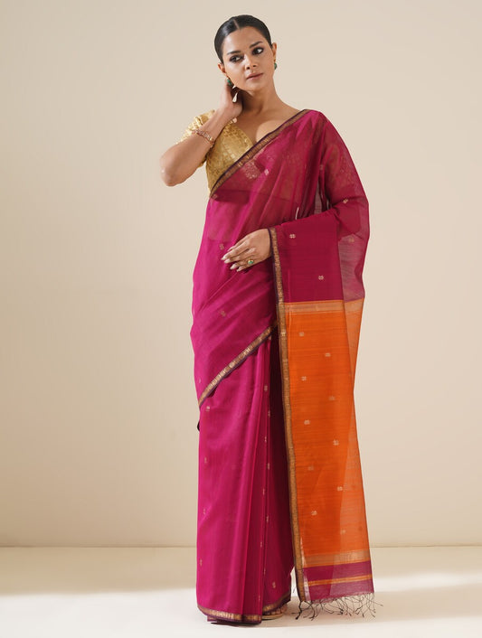Pink Maheshwari Saree