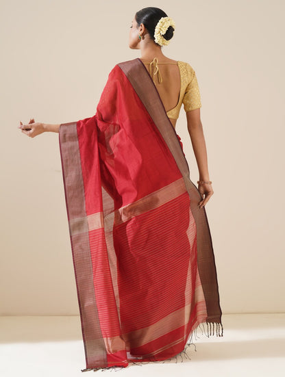 Red Maheshwari Saree