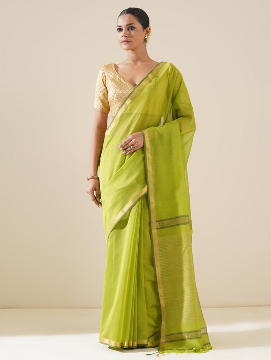 Lime Maheshwari Saree