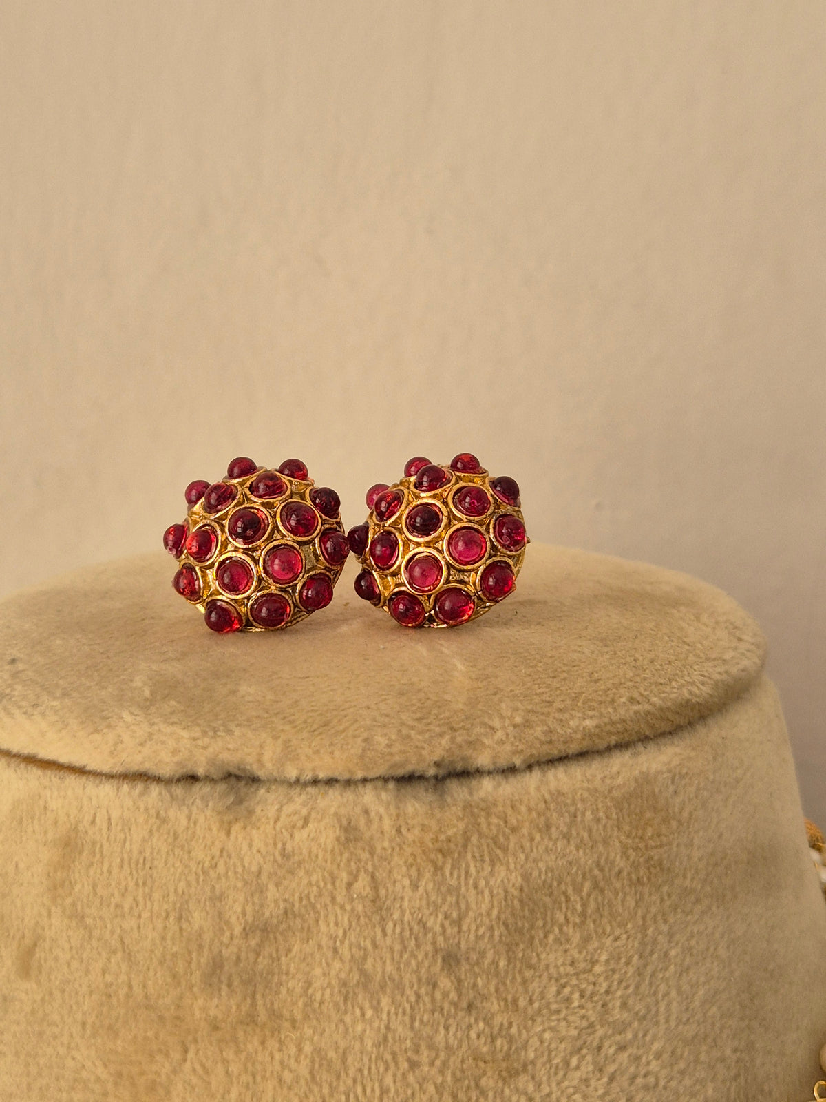 Aakriti red stone earrings by Naitri.in