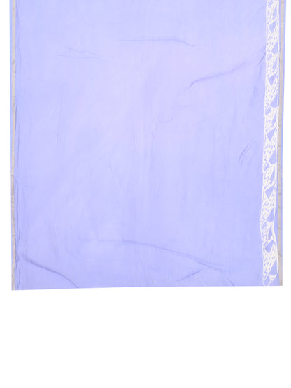 Amira purple hand block printed cotton-silk saree by Naitri. Traditional Bagh print saree for women with floral motifs and gold zari border, includes matching blouse piece by naitri.in
