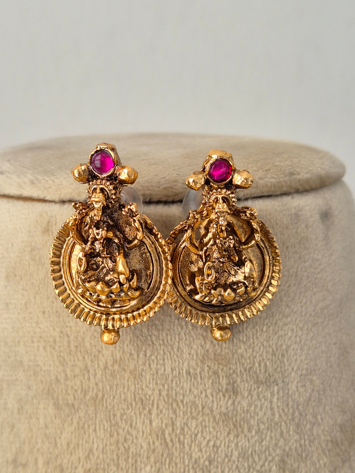 Handcrafted brass alloy ethnic choker and matching earrings from the Naitri golden jewelry collection by Naitri.in