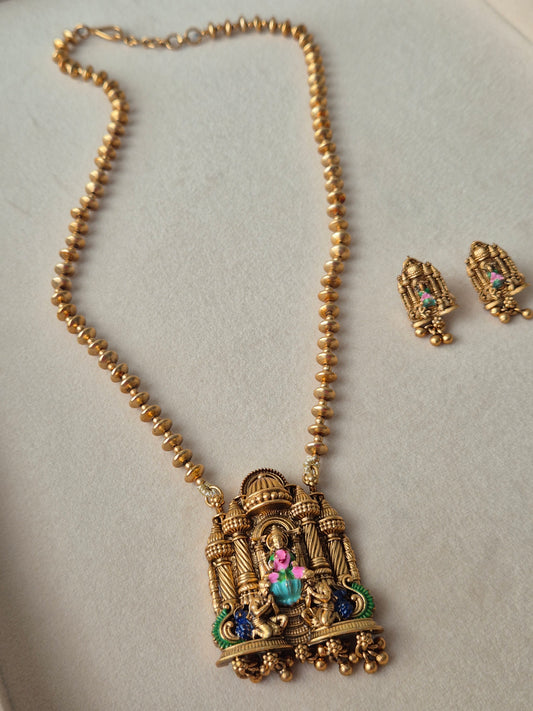 "Temple Jewellery" and "Goddess motifs" is crucial for this specific piece, as it aligns with the "modern Indian aesthetic by naitri.in