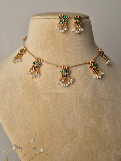 Decorative neckpiece with blue and gold elements everyday luxury by naitri.in