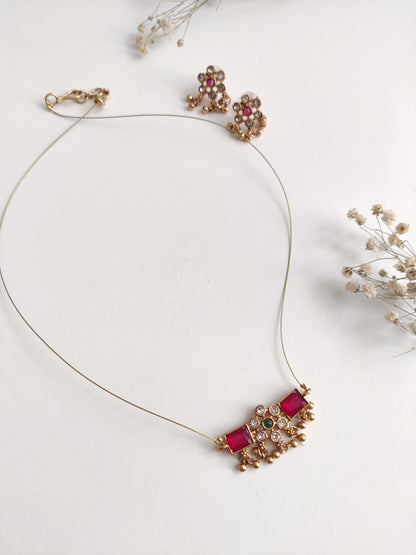 Divyam Temple Invisible Chain Necklace Set