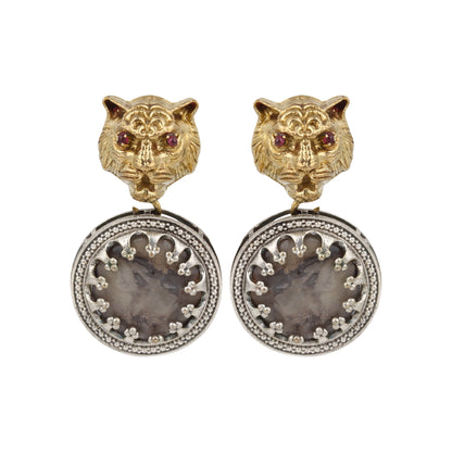Gold and multicolor stud earrings, Avni by Naitri, modern handcrafted jewelry.