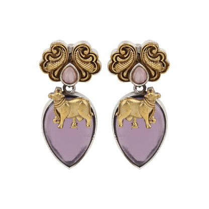 Dual-tone purple and gold necklace set, Ishani by Naitri, statement centerpiece.
