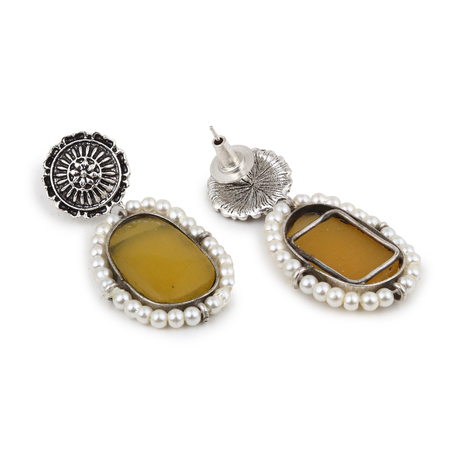 Yellow, multicolor and silver statement choker, Deveena by Naitri.