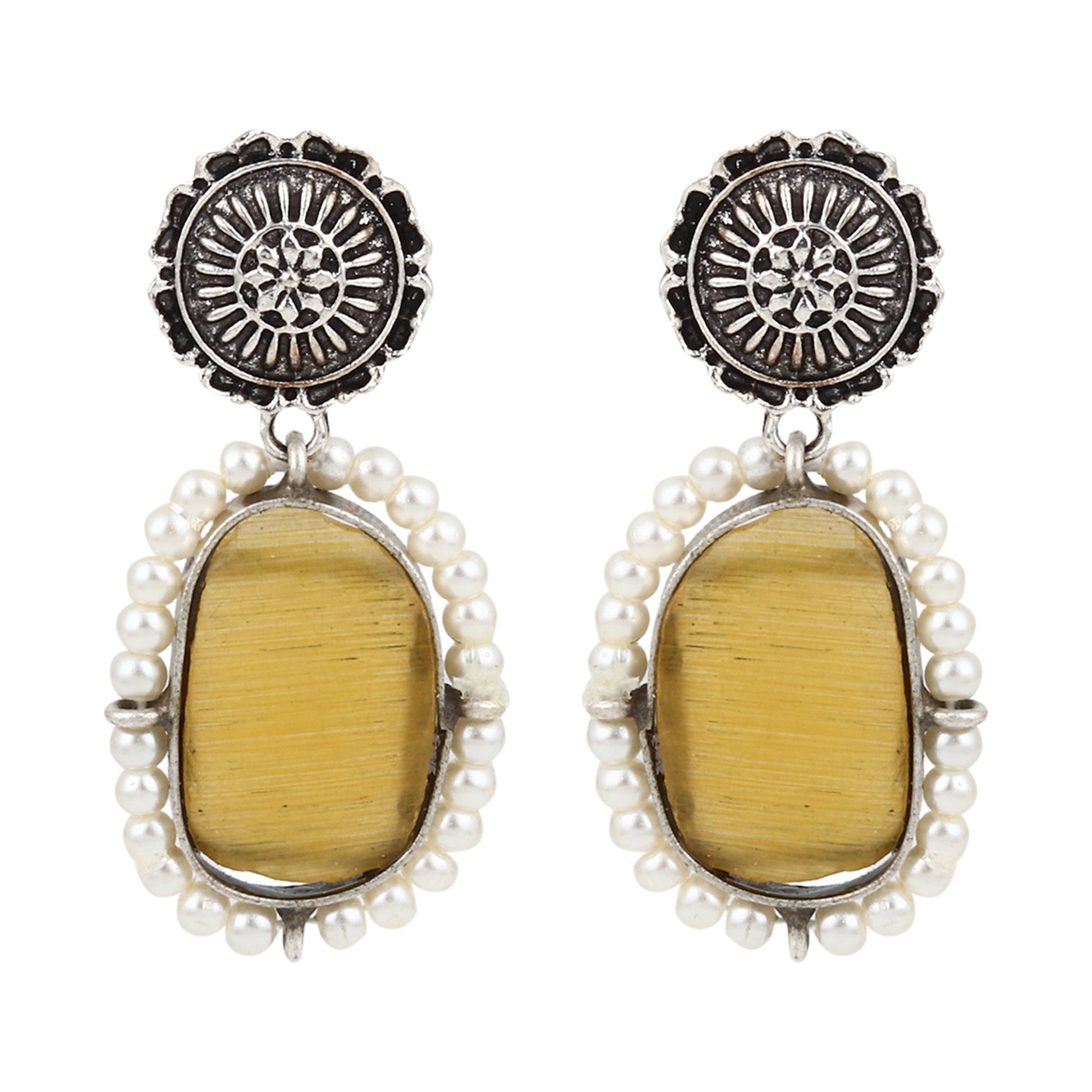Yellow, multicolor and silver statement choker, Deveena by Naitri.