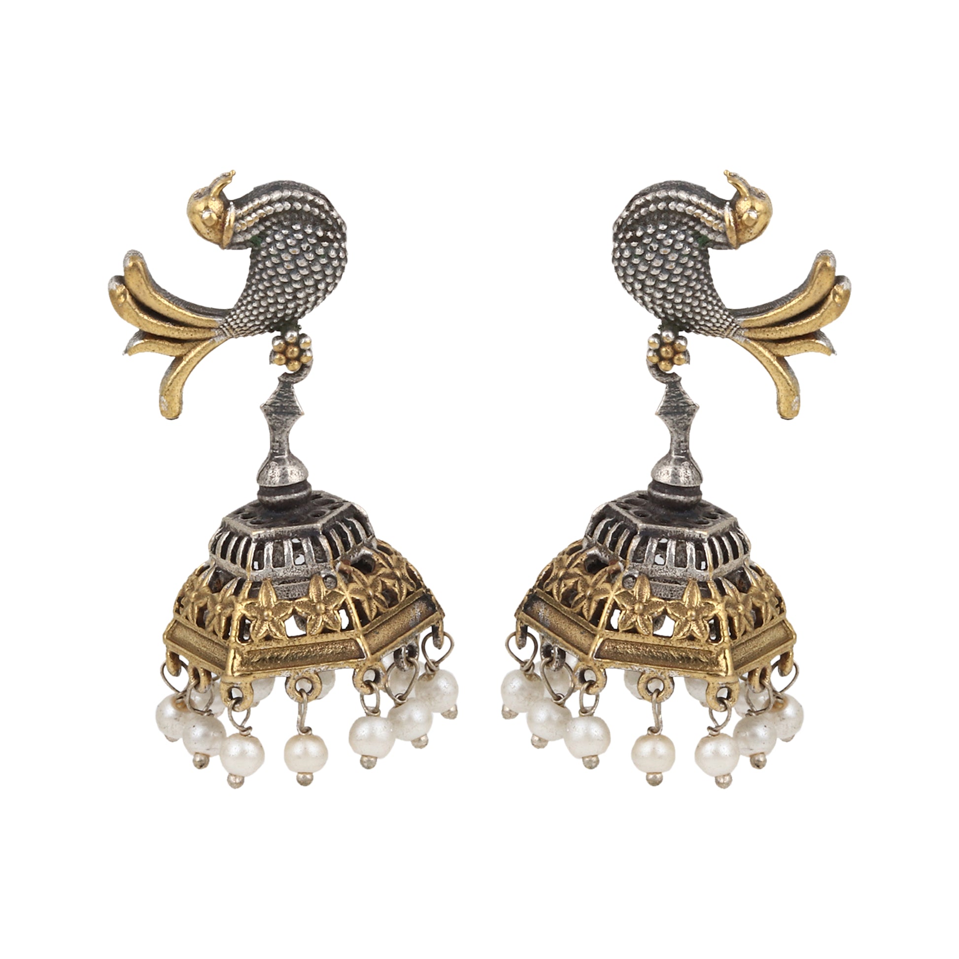 Silver, red and gold pendant necklace set, Preksha by Naitri, elegant traditional design.