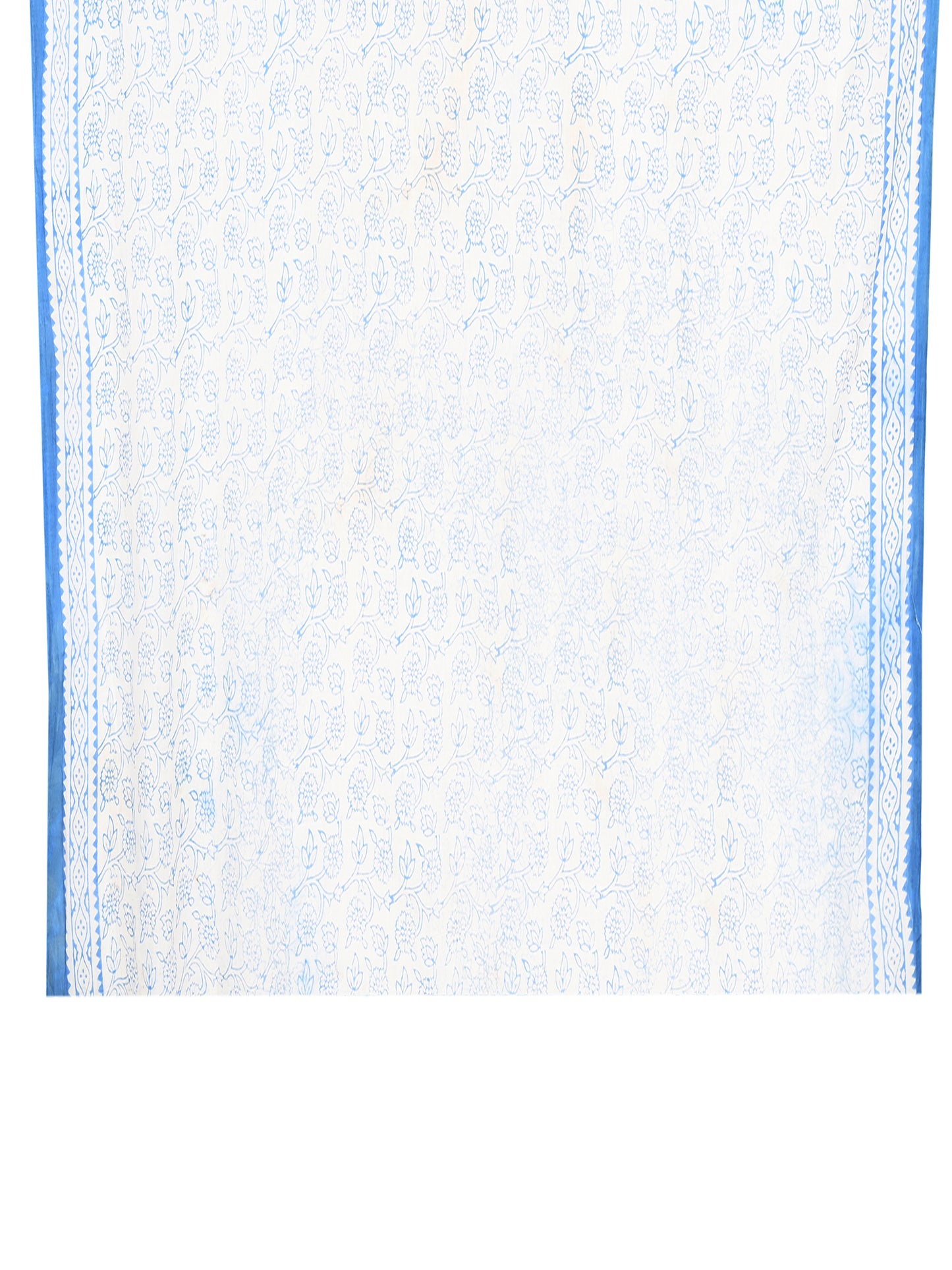 Inya Hand Block Printed Cotton Saree in white and blue, handcrafted traditional Indian ethnic wear for women printed blouse piece by naitri.in