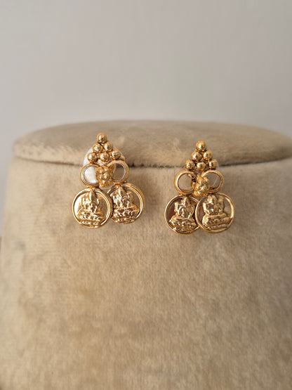 Artisanal Malini coin earrings n a modern Indian aesthetic, by naitri.in