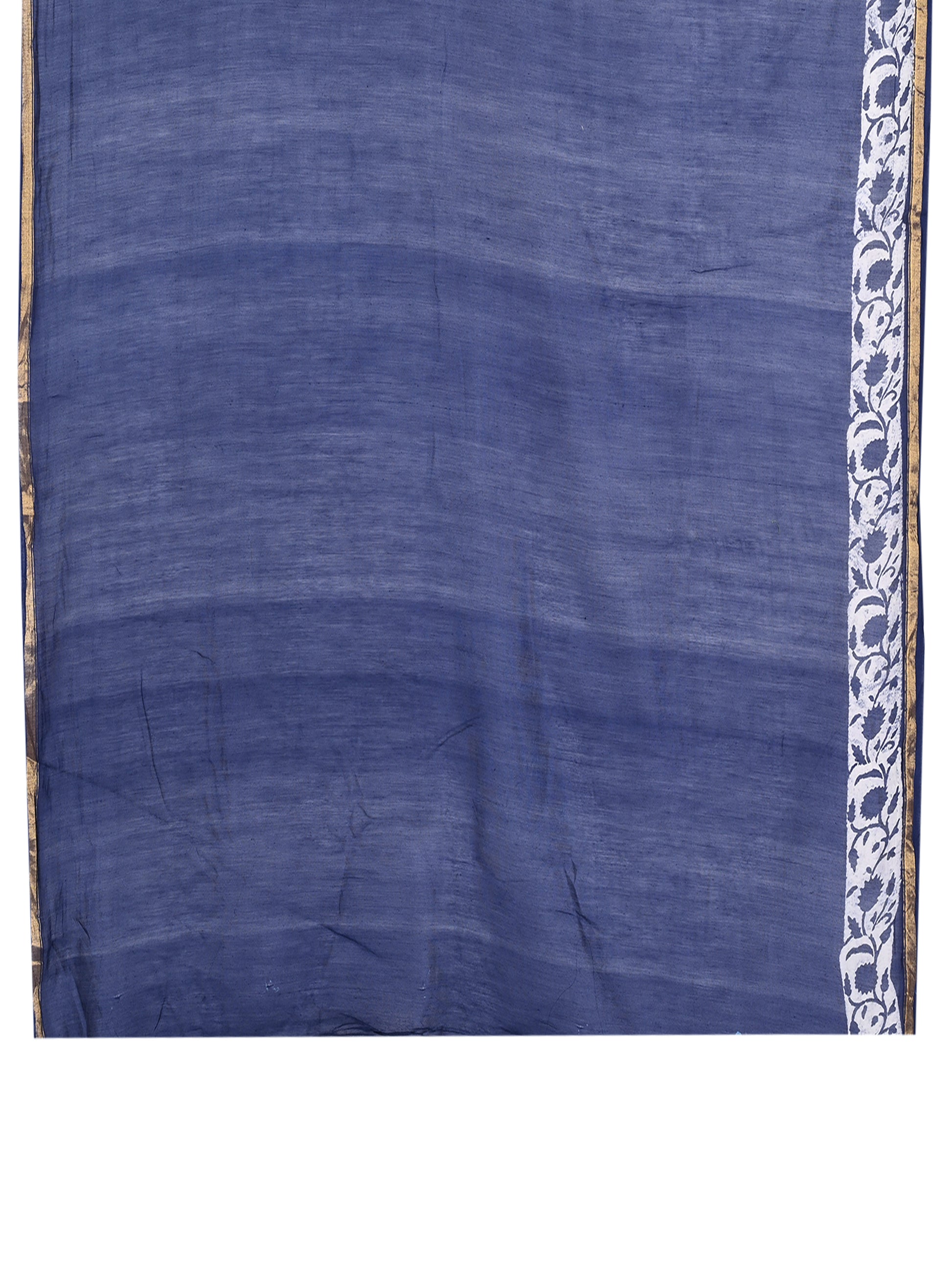 navy blue hand block printed cotton-silk saree,Traditional Bagh print saree for women with geometric patterns and gold border, includes matching blouse piece by naitri.in