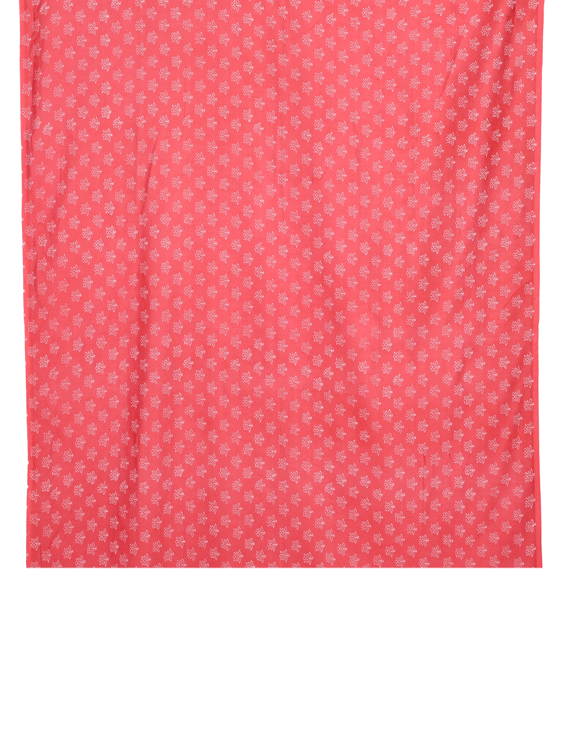 Red and white hand-block printed cotton-silk saree with gold zari border detail flower printed blouse by naitri.in