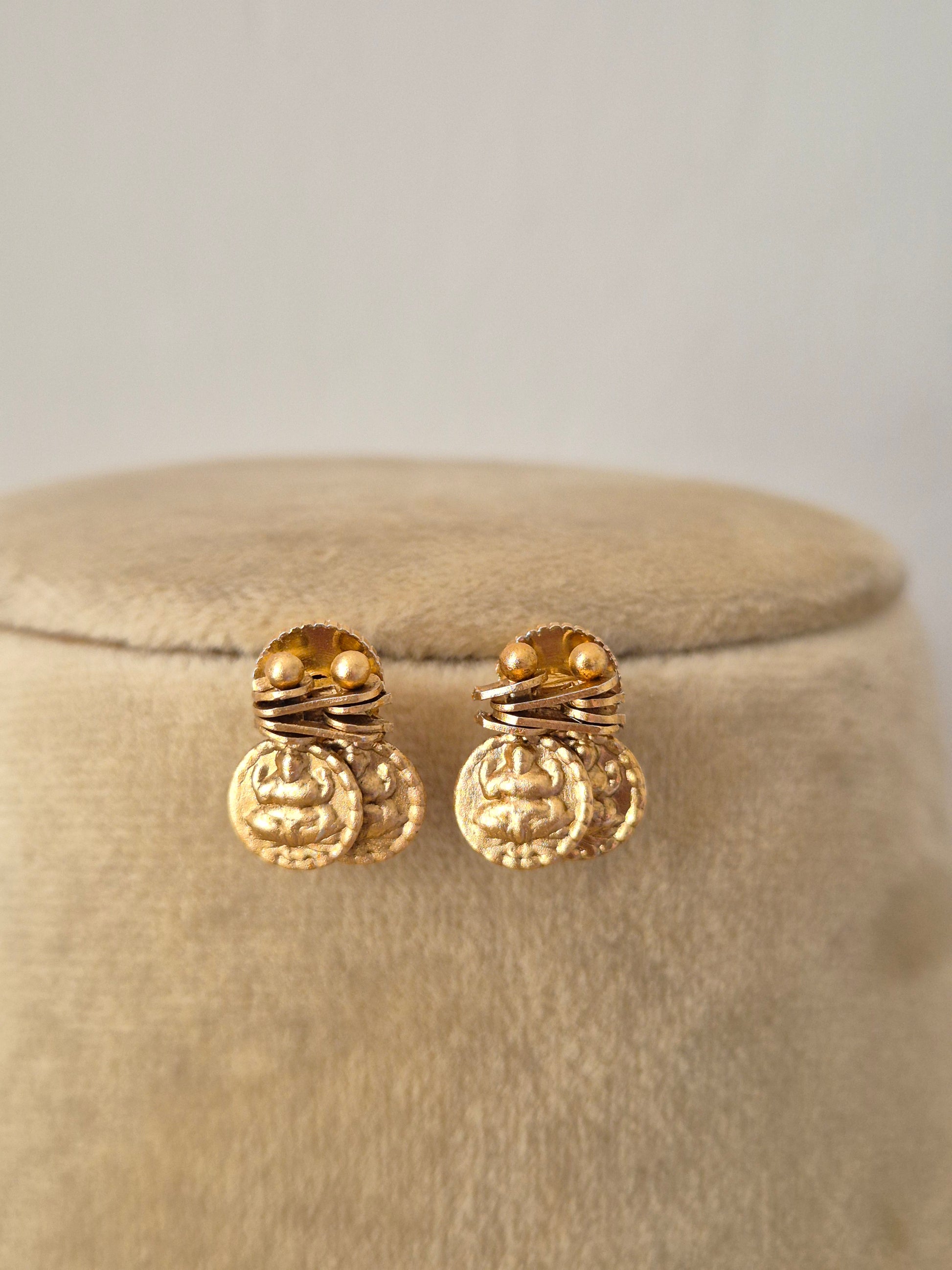 Traditional Indian style golden brass alloy coin earring from the NAITRI collection by naitri.in