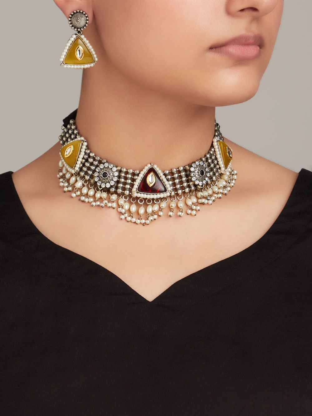 Lekhya Oxidised Necklace Set by Naitri - Necklace