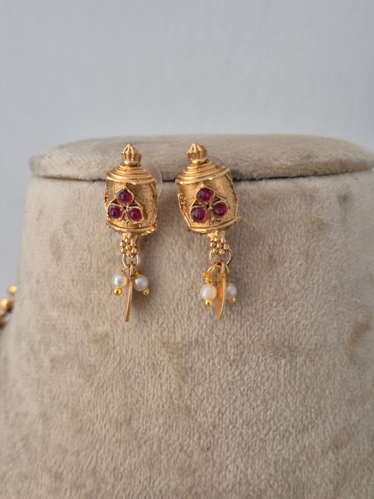 Bridal and festive wear Pavitra gold-plated mangalsutra necklace set with ethnic temple design elements by Naitri.in