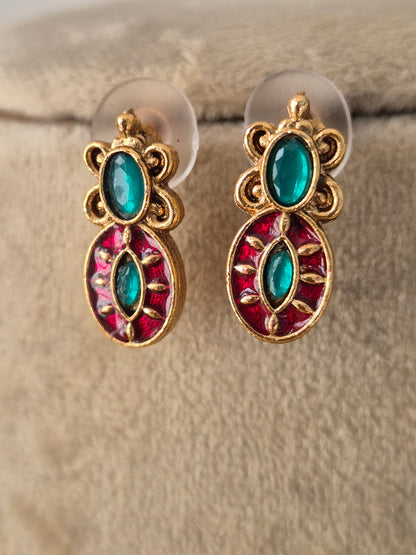 Gold-plated traditional Tara necklace and earring set by Naitri.in