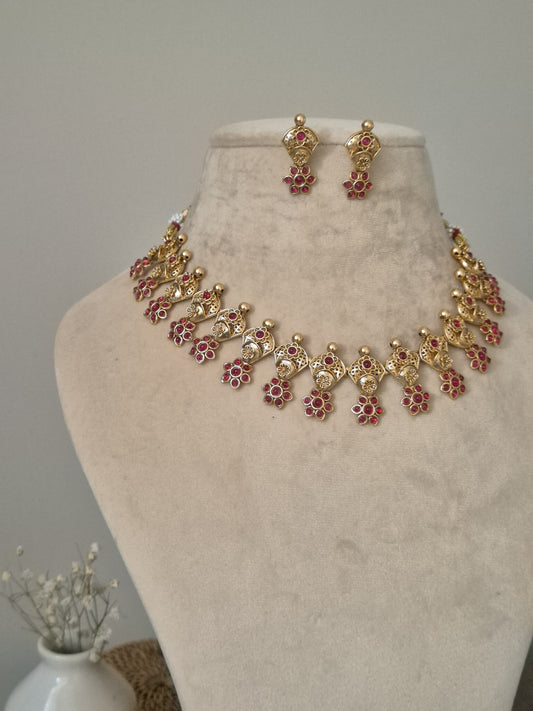 Malarani Temple Necklace Set by Naitri - Necklace