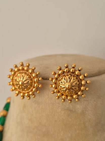 gold-toned and circular stud earrings by naitri.in
