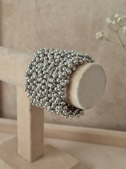 Contemporary style textured silver cluster bangle by naitri.in
