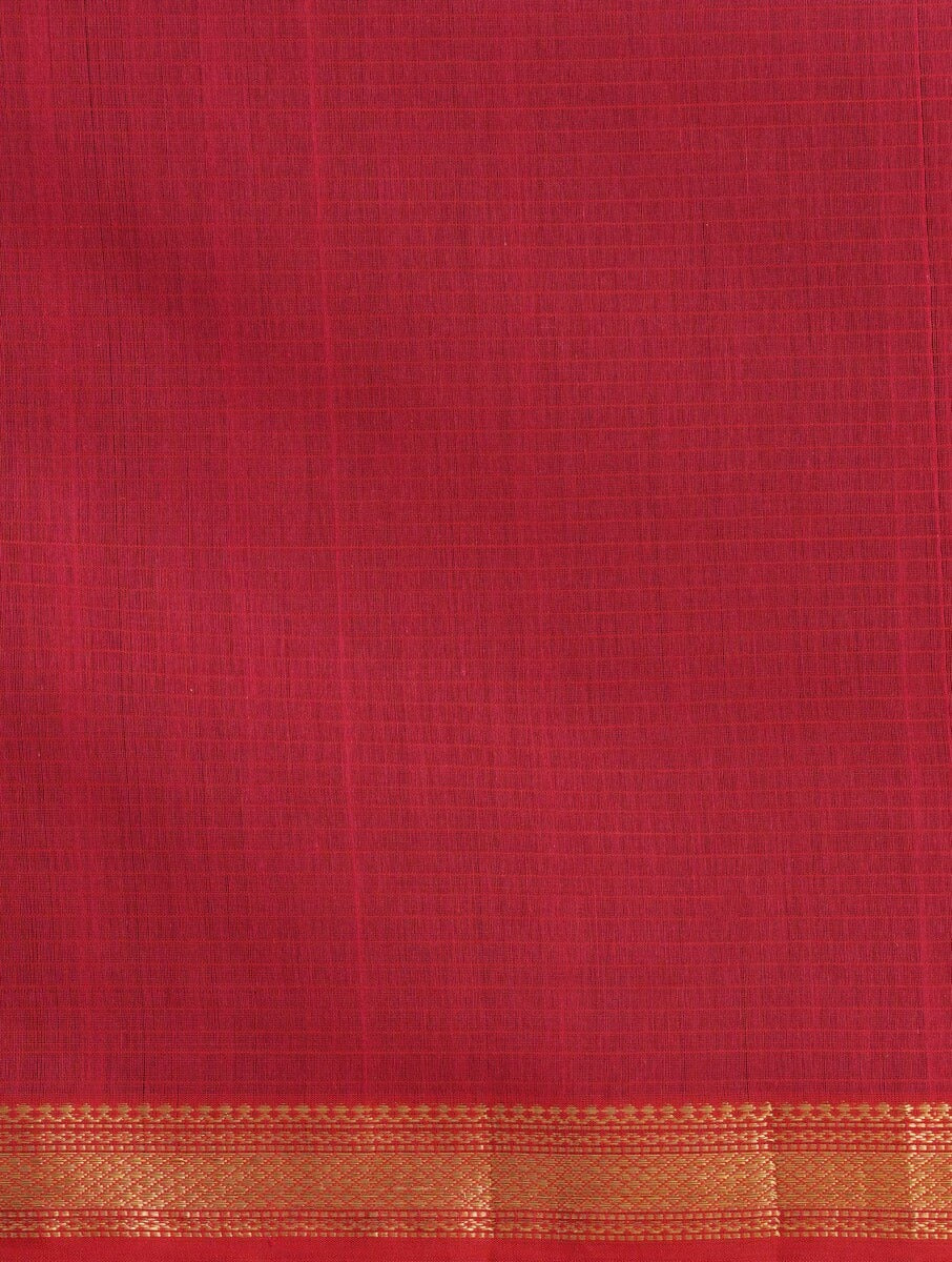 Peach & Red Maheshwari Saree