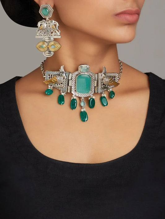 Hetvi Choker Necklace Set by Naitri - Necklace